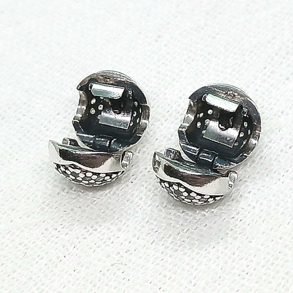 Pandora Clear Pave Heart Sterling Silver Clips - Picture 4 of 8